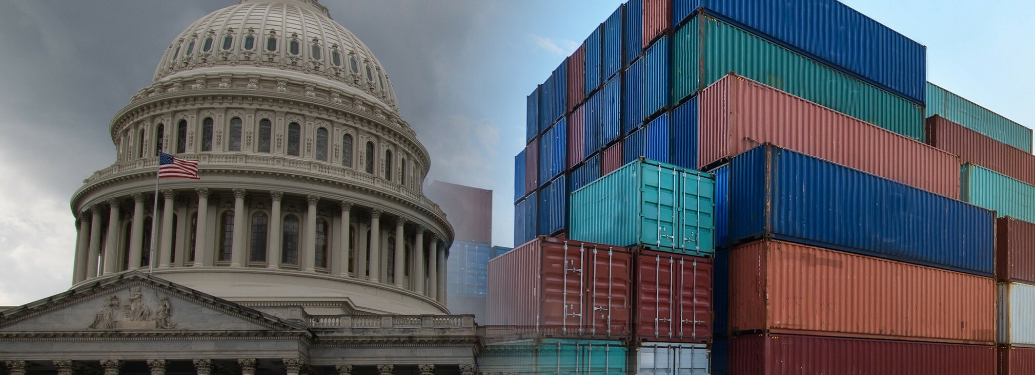 Congress pictured beside shipping containers